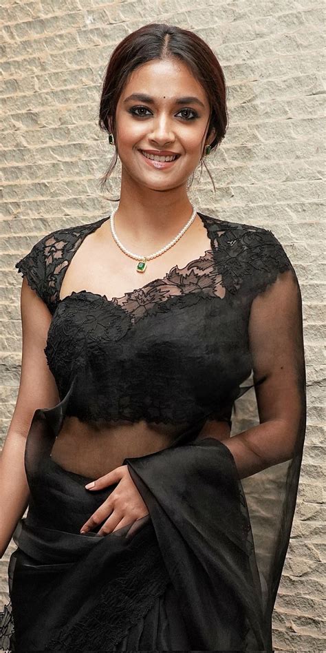 Keerthy Suresh Stunning In Black Saree For Dasara Promotions