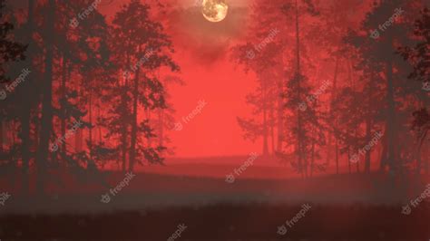Premium Photo Mystical Horror Background With Dark Blood Forest And