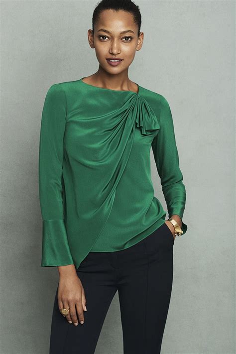 Adeline Blouse Emerald Green Blouse Fashion Design Clothes Green Silk Silk Crepe Work