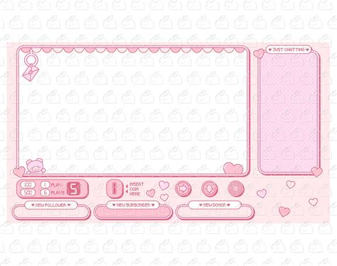 Twitch Stream Overlay Cute Pink Heart Arcade Valentines Etsy