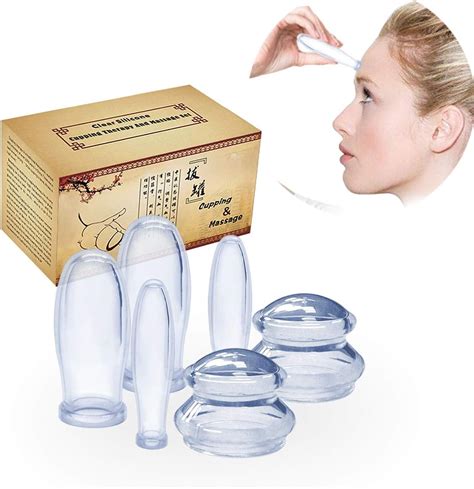 Facial Cupping Therapy Set Eye And Face Vacuum Massage Cup Kit 6pcs Silicone Anti Cellulite Cup