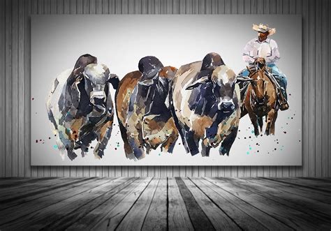 See more ideas about cattle, brahman, beef cattle. Brahman Cattle and Cowboy Canvas Print | Etsy | Canvas prints, Watercolor canvas, Canvas