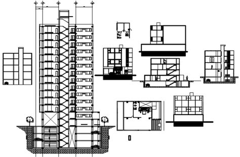 Sections Of High Rise Building Cadbull
