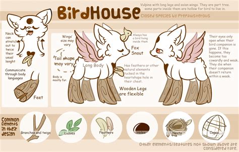 Birdhouse Creaturesclosed Speciesref Sheet By Prepawsterous
