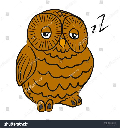 Brown Sleepy Owl Cartoon Illustration Hình Minh Họa Có Sẵn 398328295