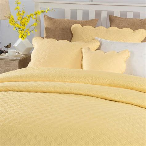 Tache Yellow Matelasse Buttercup Puffs Quilted Bedspread Set Yellemde — Tache Home Fashion