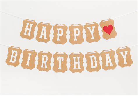 Happy Birthday Party Brown Paper Bunting Flag Lettering Banner