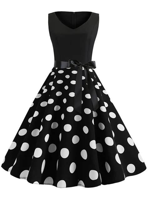 black polka dot summer dress women floral vintage pin up vestidos robe femme casual a line