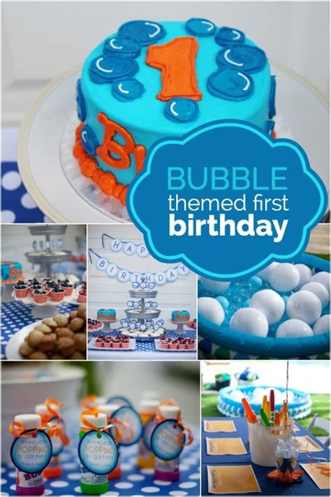A Bubble Themed First Birthday Spaceships And Laser Beams