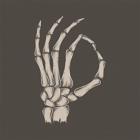 Premium Vector Hand Drawing Vintage Skeleton Ok Hand Vector