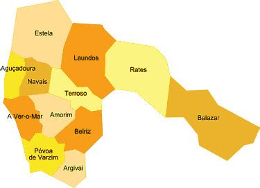 Concelho da Póvoa do Varzim Portugal Mapa das freguesias Jorge