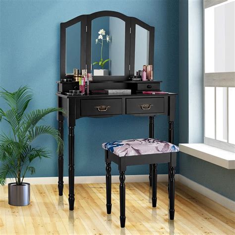 Get cheap vanity table mirror. CHEAP LHONE Vanity Makeup Dressing Table with Tri Folding ...