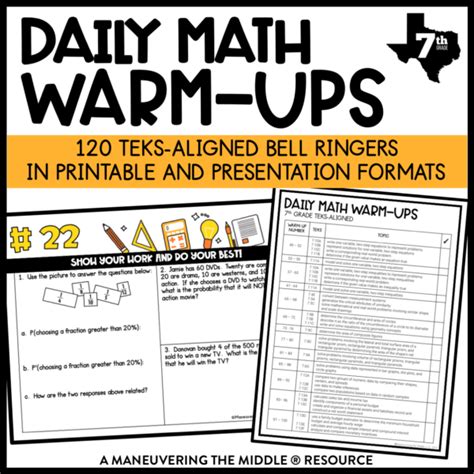 Daily Math Warm Ups 7th Grade Teks Maneuvering The Middle