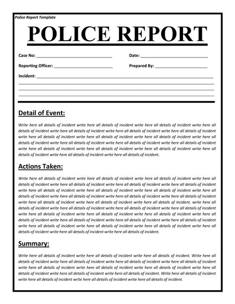 20 Police Report Template And Examples Fake Real Templatelab
