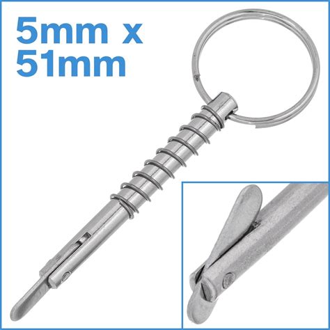 5mm X 51mm Spring Loaded Lock Pin 316 Stainless Steel Quick Release
