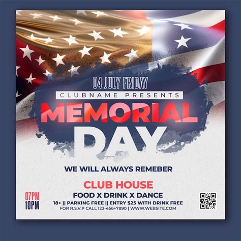 Premium Psd Psd Memorial Day Celebration Flyer Photoshop Template