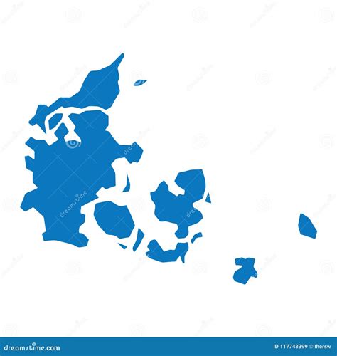 Blank Blue Similar Denmark Map Isolated On White Background European