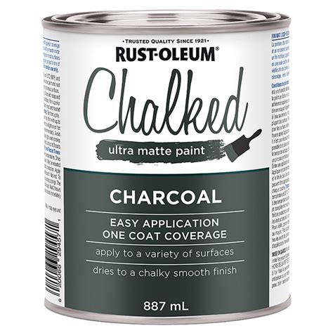 Rust Oleum Chalked Ultra Matte Paint Latex 887 Ml Charcoal 286945