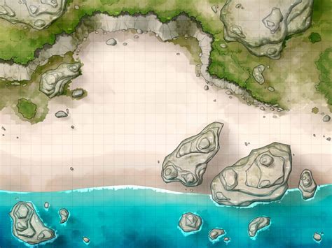 Battlemap Beach With Cliffs By Ronindude On Deviantart Dnd World