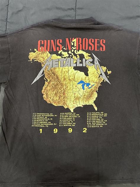 guns n roses metallica 1992 stadium tour t shirt xl with updated tour dates ebay