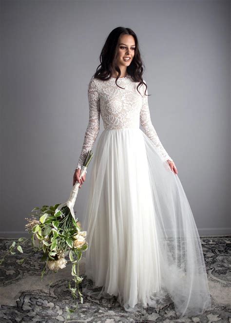 zoey scoop back dress long sleeve wedding dress lace lace wedding dress with sleeves wedding