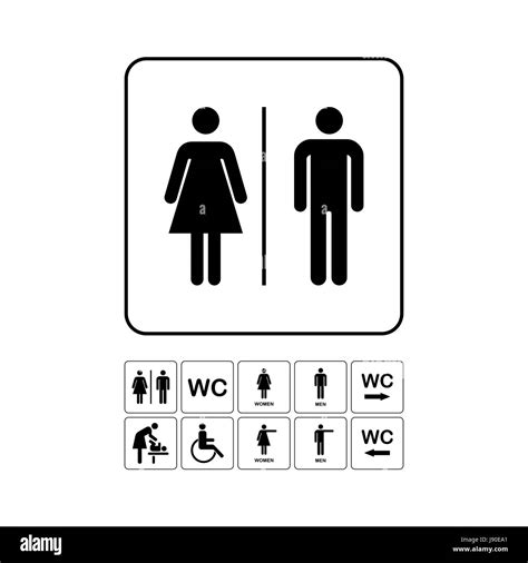 Wc Toilet Door Plate Icon Set Men And Women Wc Sign For Restroom Wc