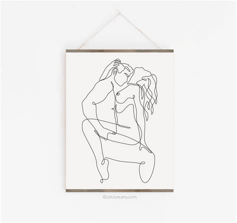 Naked Couple One Line Art Sex Scene Drawing Love Art Etsy