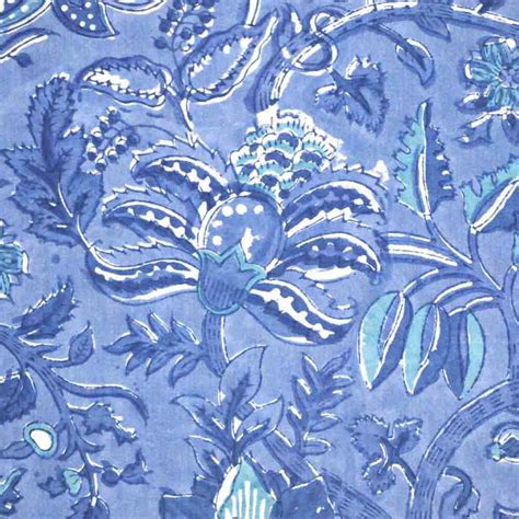 Buy Blue Floral Pattern Indian Cotton Fabric By The Yard