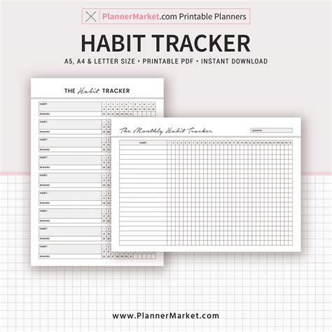 Mar 18, 2019 · today we'll be taking a look at the popular habit tracker idea, how habit trackers work, how to use a habit tracker, and 11 free printable habit tracker pdfs. Habit Tracker, Monthly Habit Tracker, A5, A4, Letter Size ...