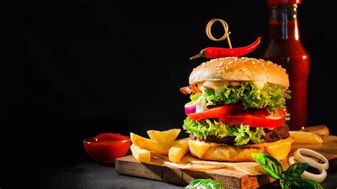 Wallpaper Hamburger Ketchup French Fries 3840x2160 Uhd 4k Picture Image