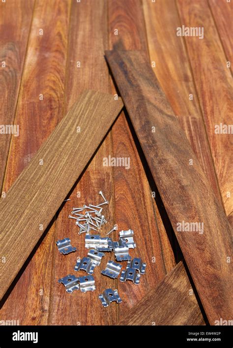 Ipe Decking Deck Wood Installation Screws Clips And Fasteners Stock