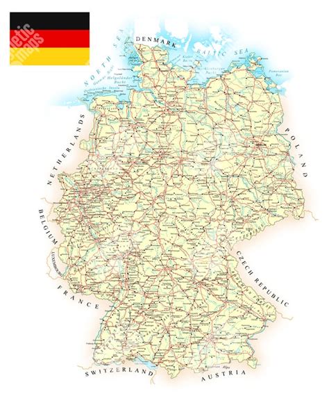 Magnetick Mapa Nemecka Detailn Farebn