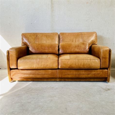 Cognac Leather Sofa By Marco Milisich For Baxter Arcon Italy 1970s