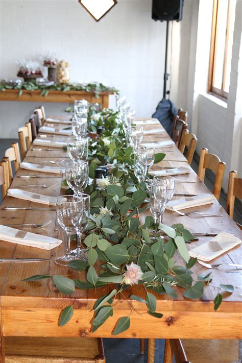 Greenery Wedding Tables With Eucalyptus Rosemary And Blushing Bride
