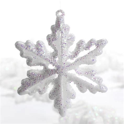 Dimensional White Glitter Snowflake Ornaments Christmas Ornaments