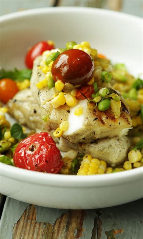 Grilled Chilean Sea Bass And Corn And Tomato Salsa Recipe With Roasted Hatch Chiles Fresh Herbs
