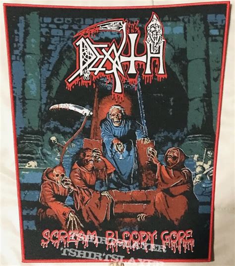 Death Scream Bloody Gore Woven Back Patch Red Border Tshirtslayer
