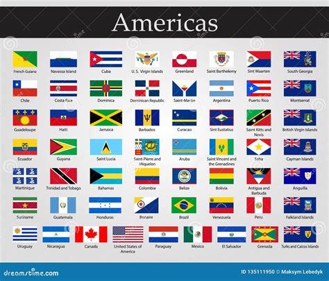 Bandiere Di Tutti I Paesi Dei Continenti Americani Illustrazione Di