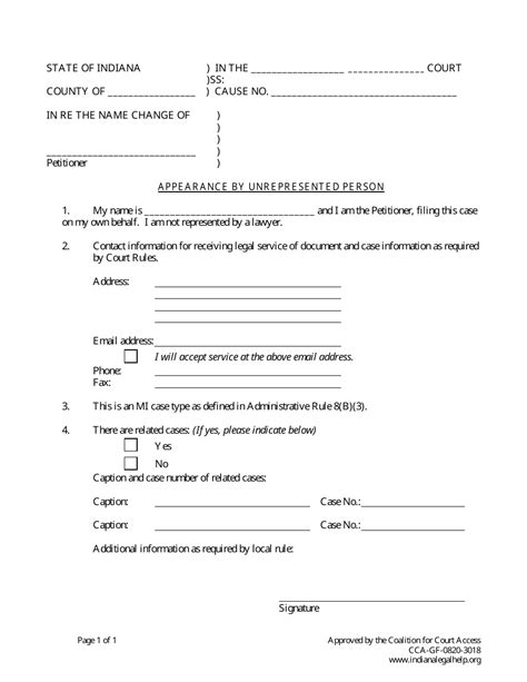 Indiana Adult Name Change Form Fill Out Sign Online And Download PDF Templateroller