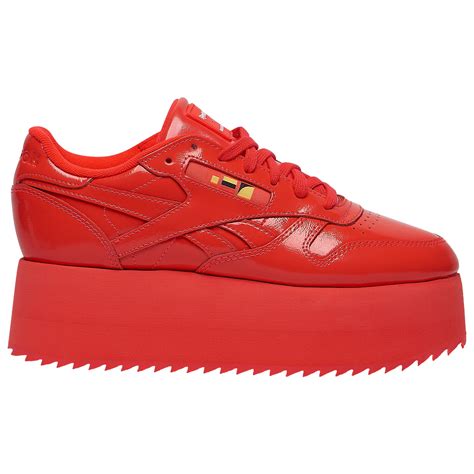 Reebok Classic Leather Triple Platform Running Shoes In Red Lyst