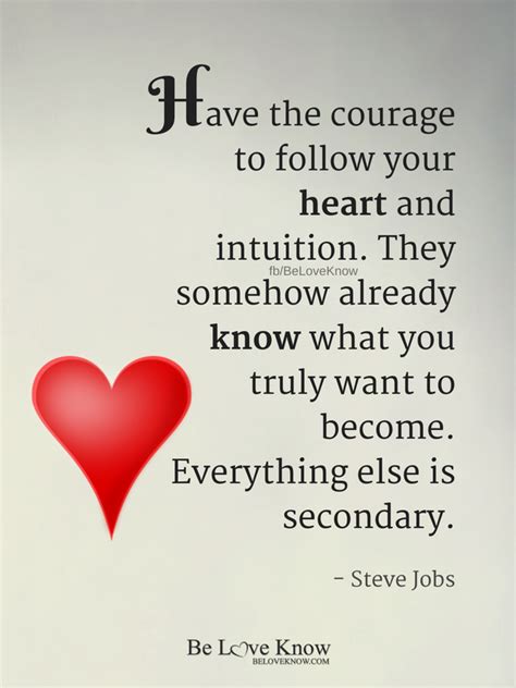 “have The Courage To Follow Your Heart And Intuition They Somehow