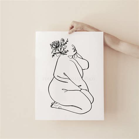 Body Positive Line Art Female Figure Art Print Minimalist Etsy In