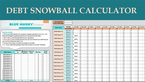 Debt Snowball Calculator Digital Excel Planner Spreadsheet Etsy