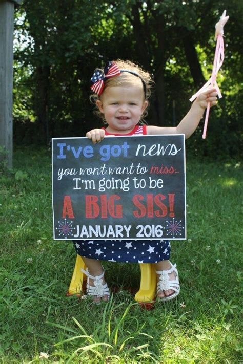 July 4th Pregnancy Reveal Pregnancy Announcement Big Sister Fourth Of July 4th Of