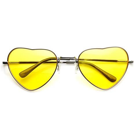Sunglassla Womens Adorable Metal Heart Shape Color Tinted Sunglasses Ebay