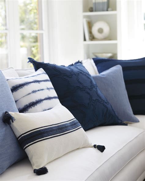 Addie Stripe Tassel Pillow Cover Blue Pillows Blue Throw Pillows