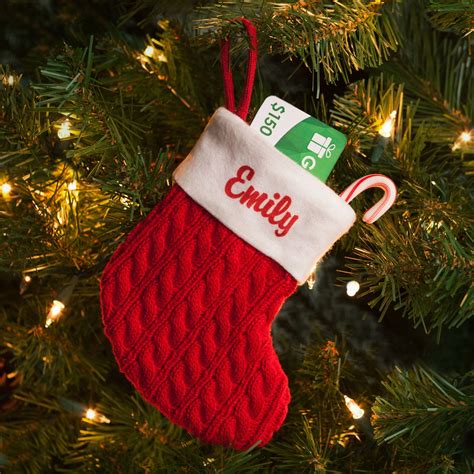 Personalized Mini Red Cable Knit Christmas Stocking