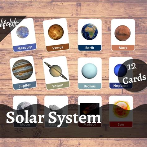 Solar System 12 Flash Cards Montessori Printable Planets