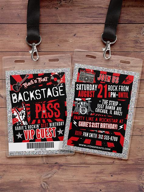 Vip Pass Invite Design Rock Star Backstage Pass Vip Invitation