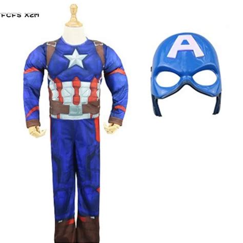 Halloween The Avengers Costumes For Children Kids Muscle Captain